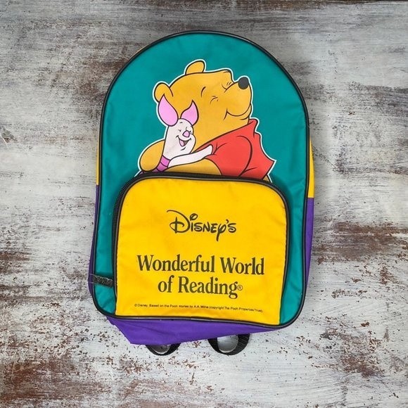 Disney Handbags - Vintage Disney Winnie the Pooh color block backpack 90s 1990s